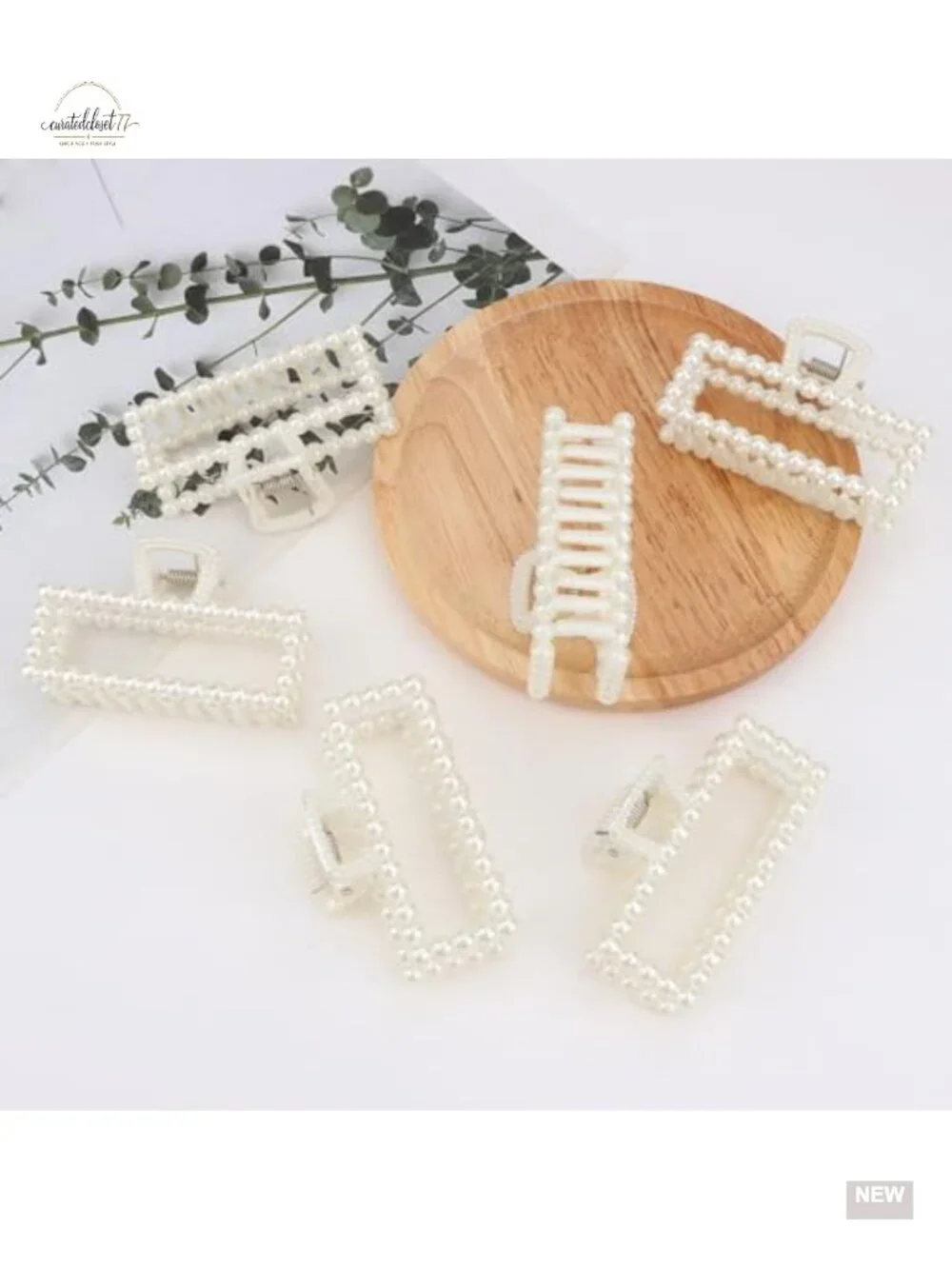 6PCS Pearl Hair Claw Clips Set - Non-Slip Strong Hold Bridesmaid Hair